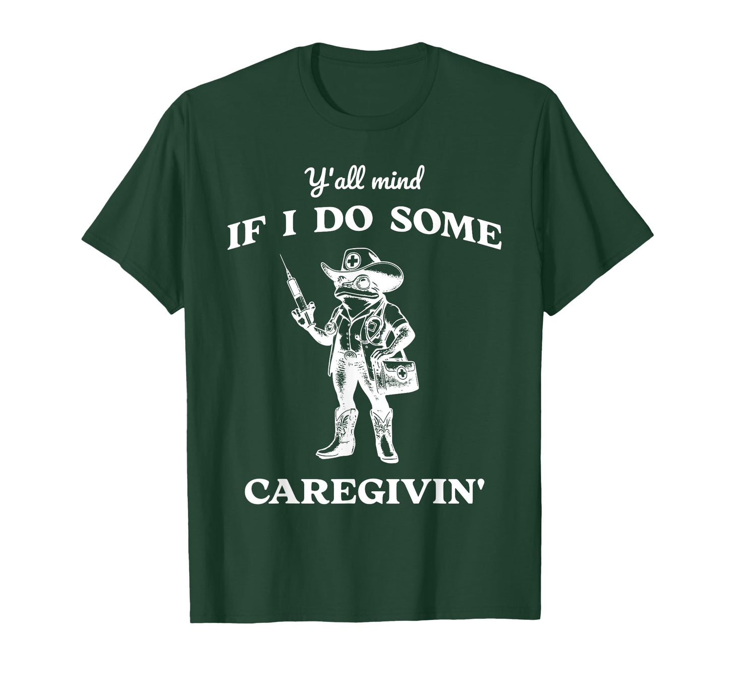Retro Western Caregiver Nurse Cowboy Frog Registered Nurse T-Shirt