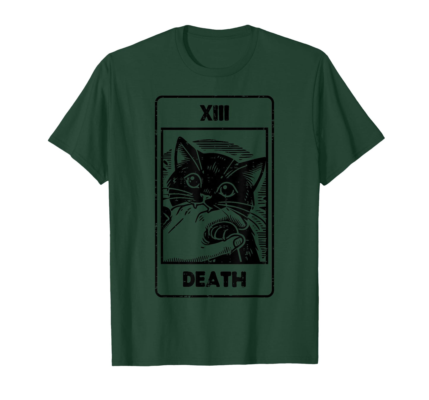 Black Cat Bite Tarot Card Death Funny Halloween Women Men T-Shirt