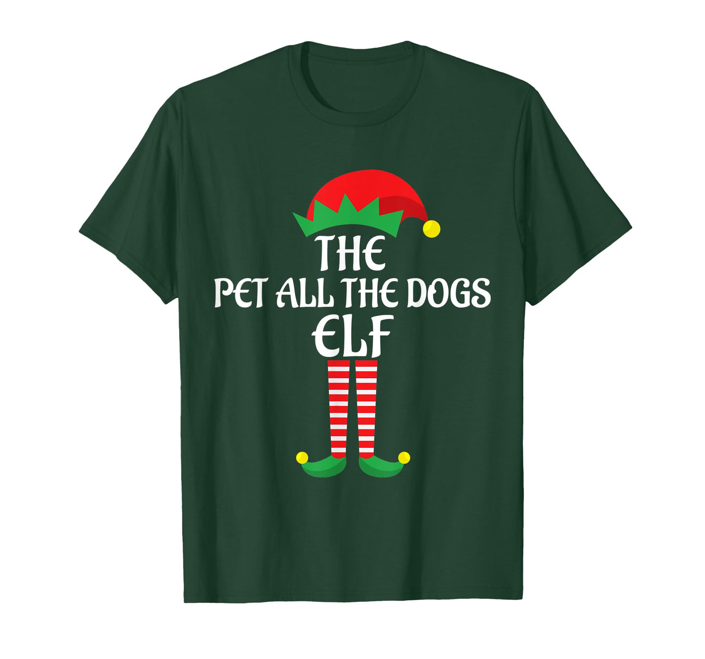 Pet All the Dogs Elf Christmas Theme Family Group Matching T-Shirt