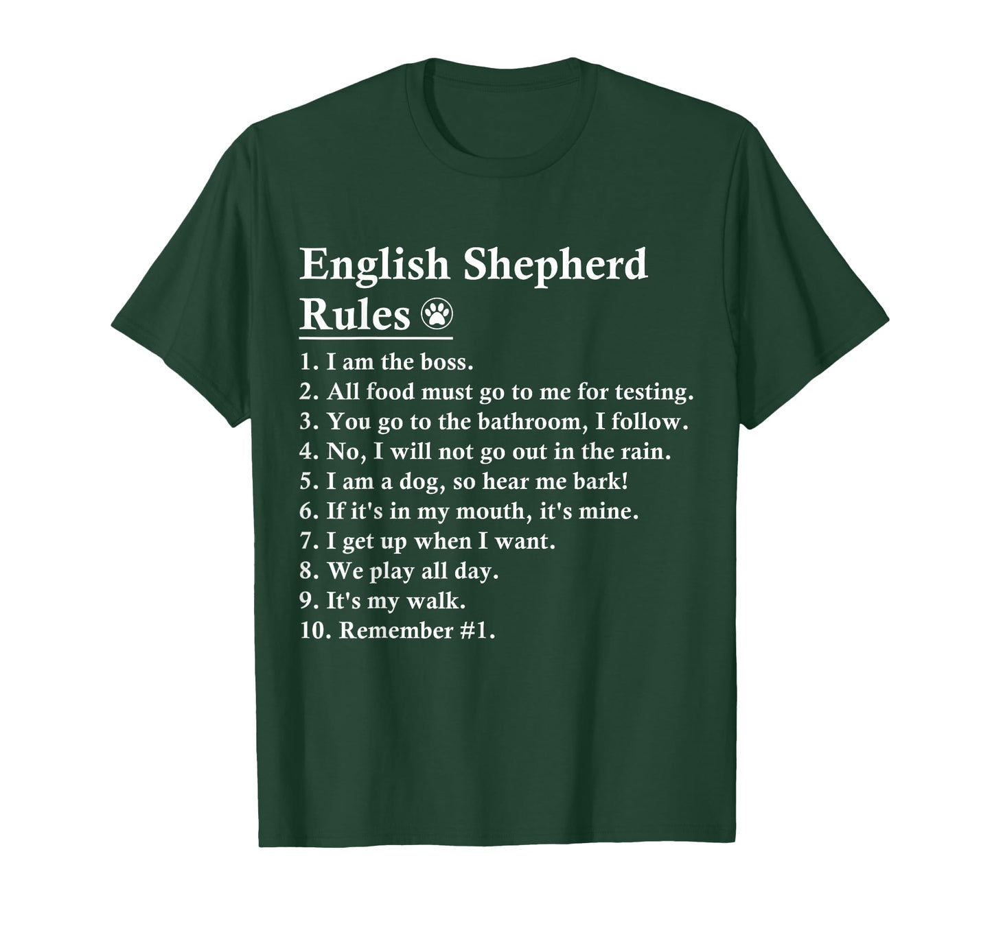 Funny English Shepherd Dog Rules T-Shirt for Men Women Kids