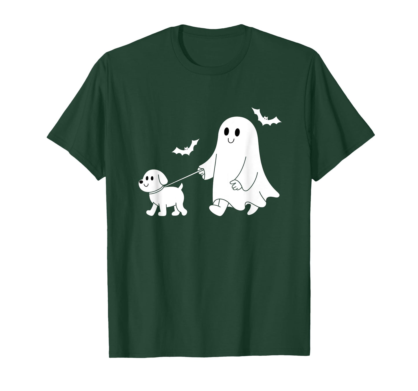 Funny Halloween Ghost Walking Dog Cute Ghost and Dog Lover T-Shirt