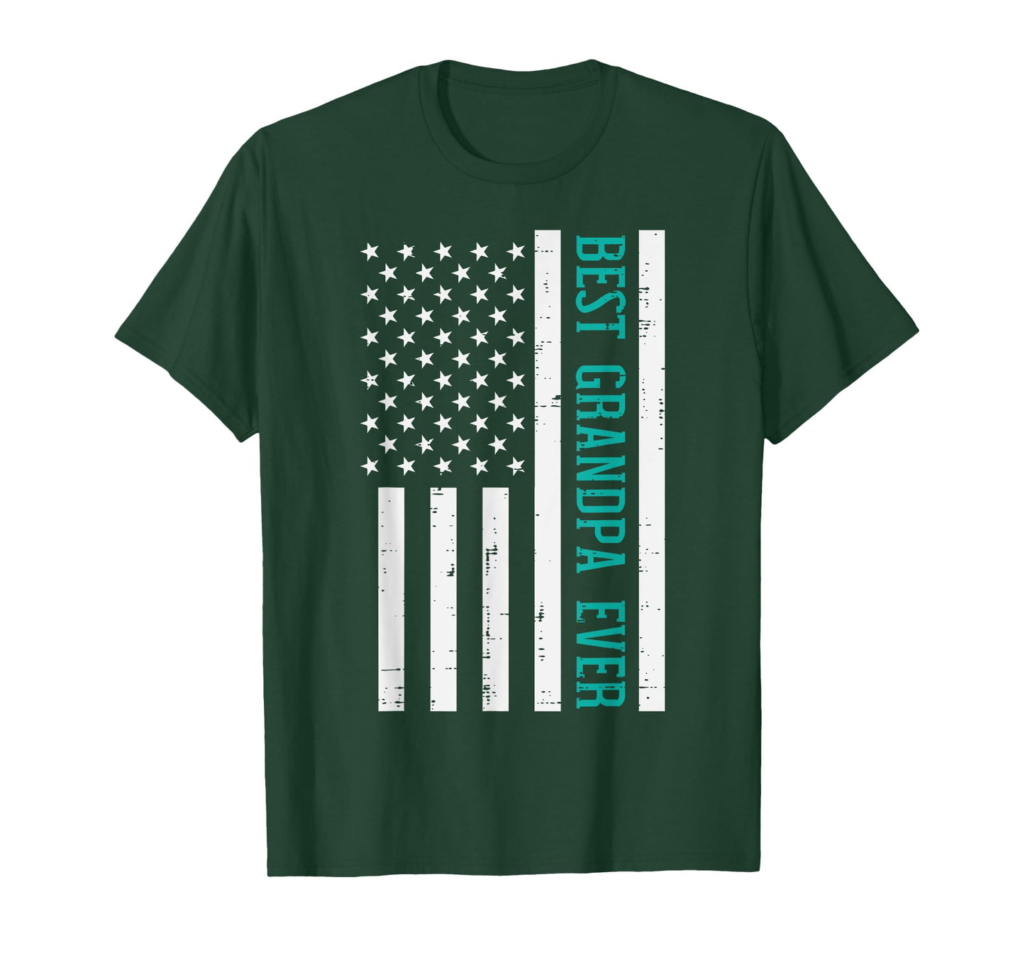 Best Grandpa Ever US Flag Vintage Fathers Day Patriotic Women Men T-Shirt
