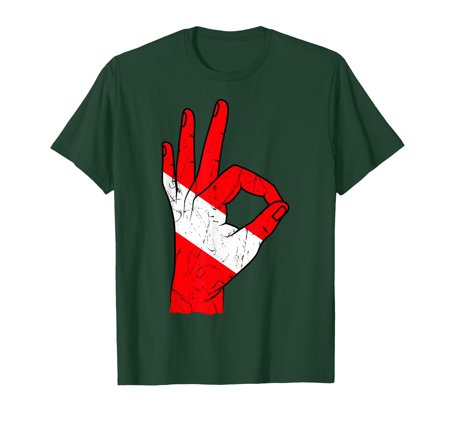 Hand Sign OK Scuba Diving Diver Down Flag Underwater Dive T-Shirt