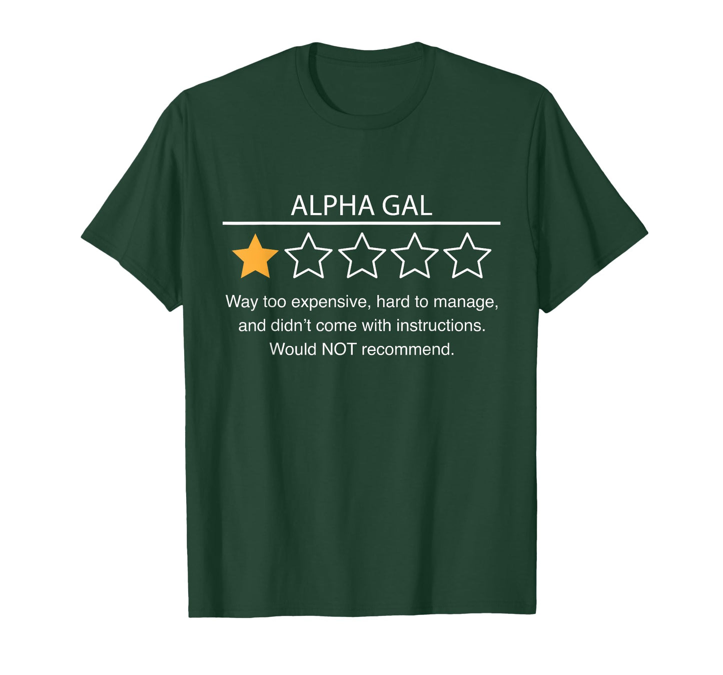Alpha Gal Review - Way Too Expensive Would Not Recommend T-Shirt