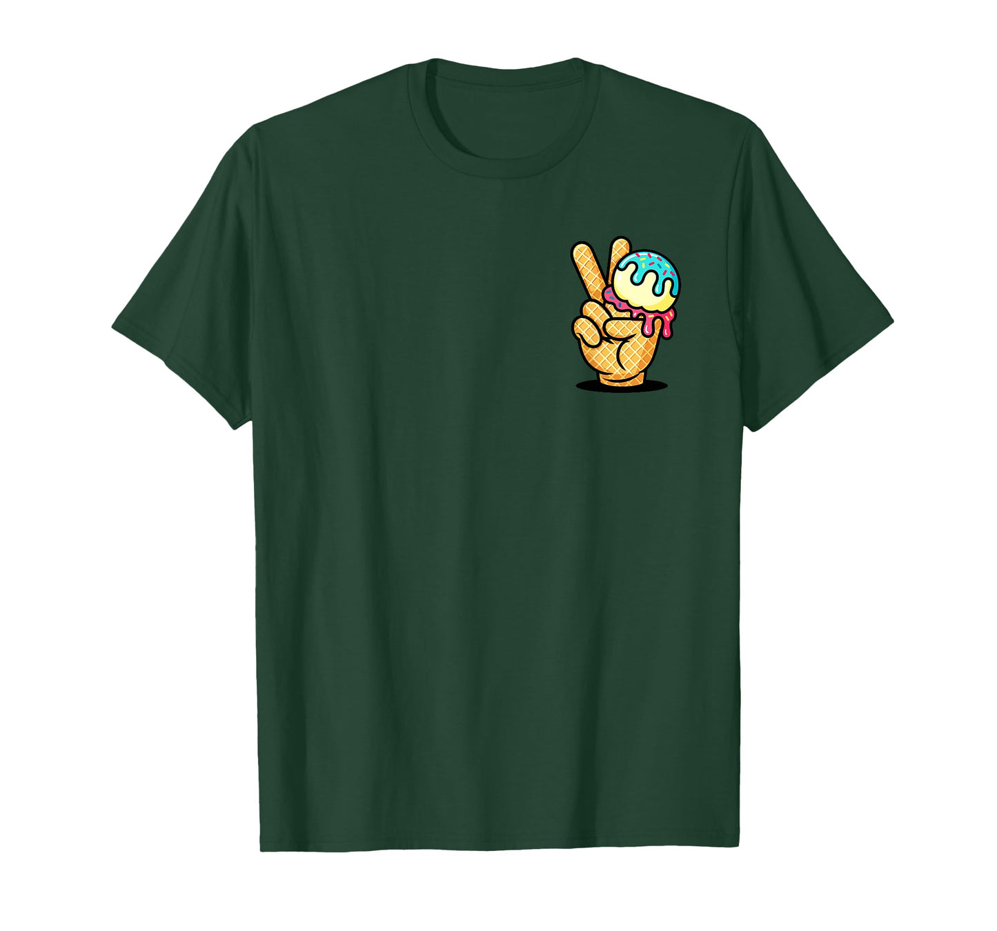 Cool Ice Cream Drip Peace Hand Baseball Style Summer T-Shirt