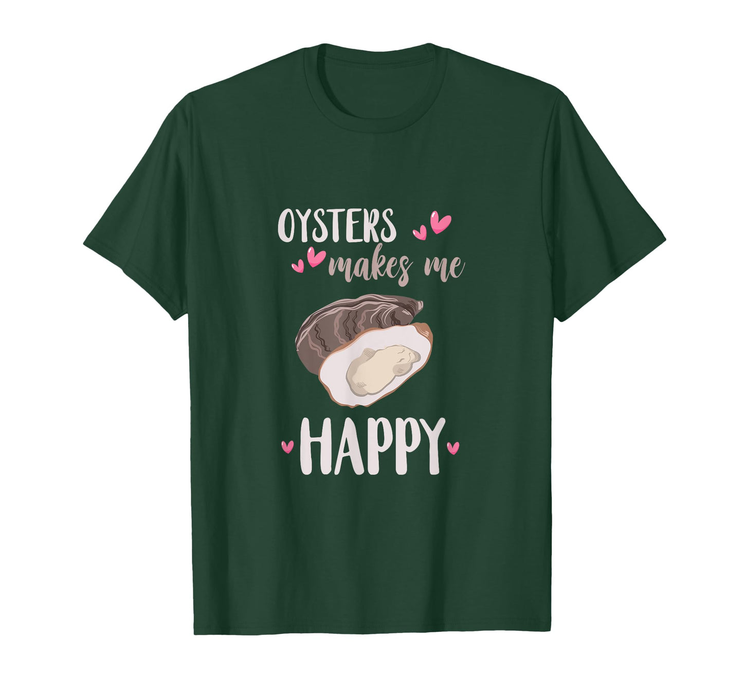Oyster Makes Me Happy Heart Love Mollusc Shucker Shucking T-Shirt