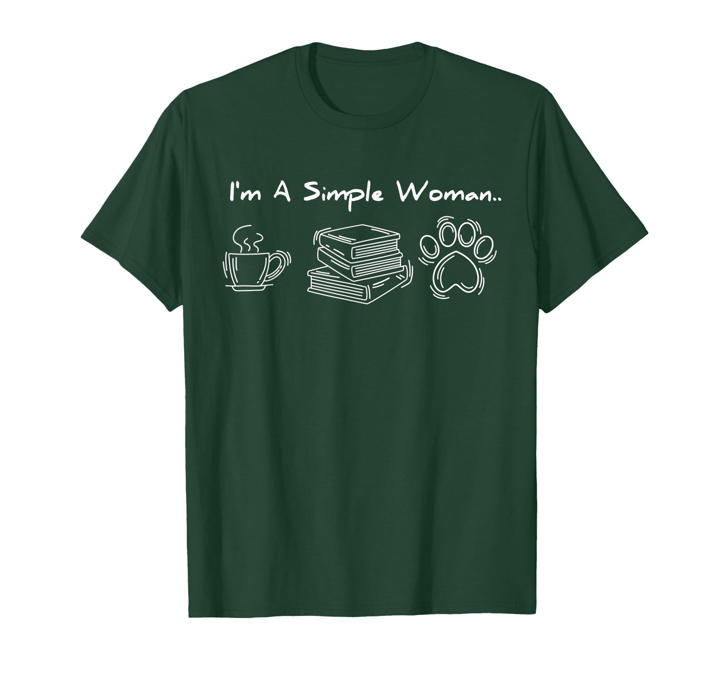 I'm A Simple Woman Like Book Coffee Dog Bookish Pet Lover T-Shirt