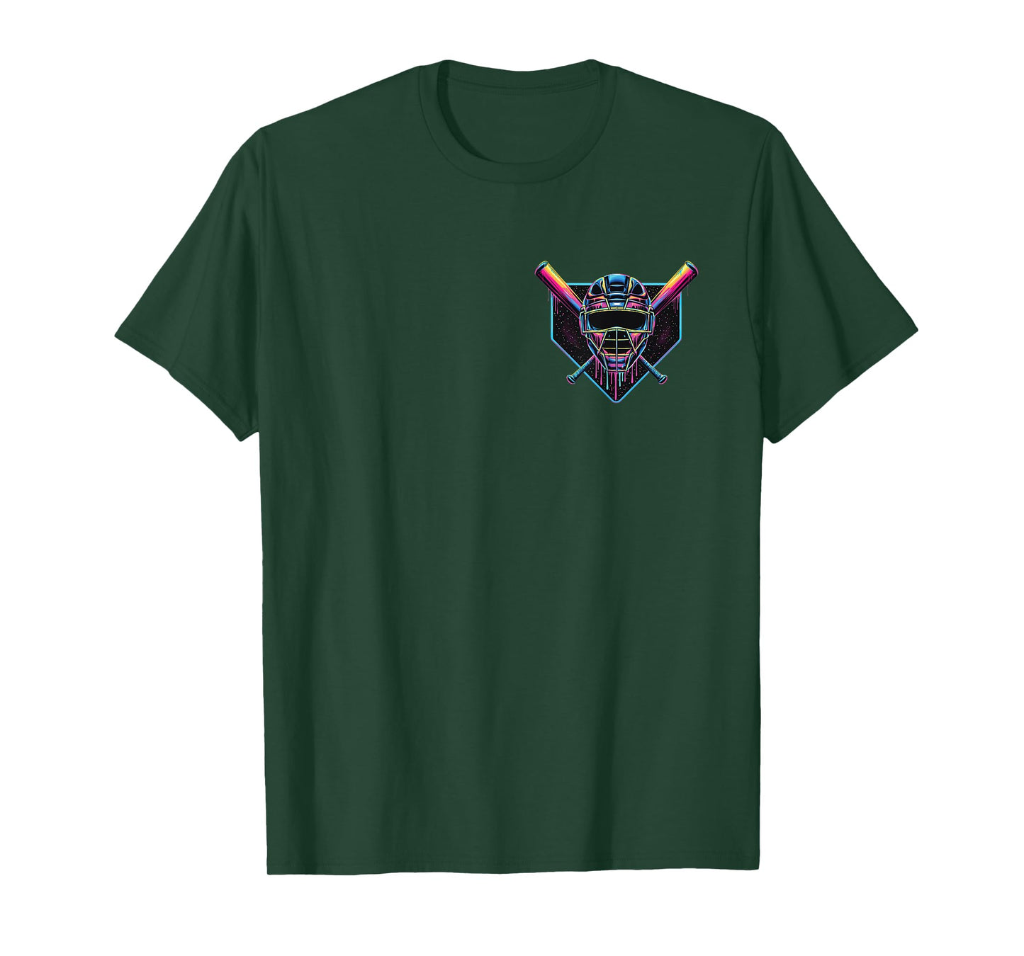 Dripping Baseball Catcher Mask Baseball Drip Bats Colorful T-Shirt