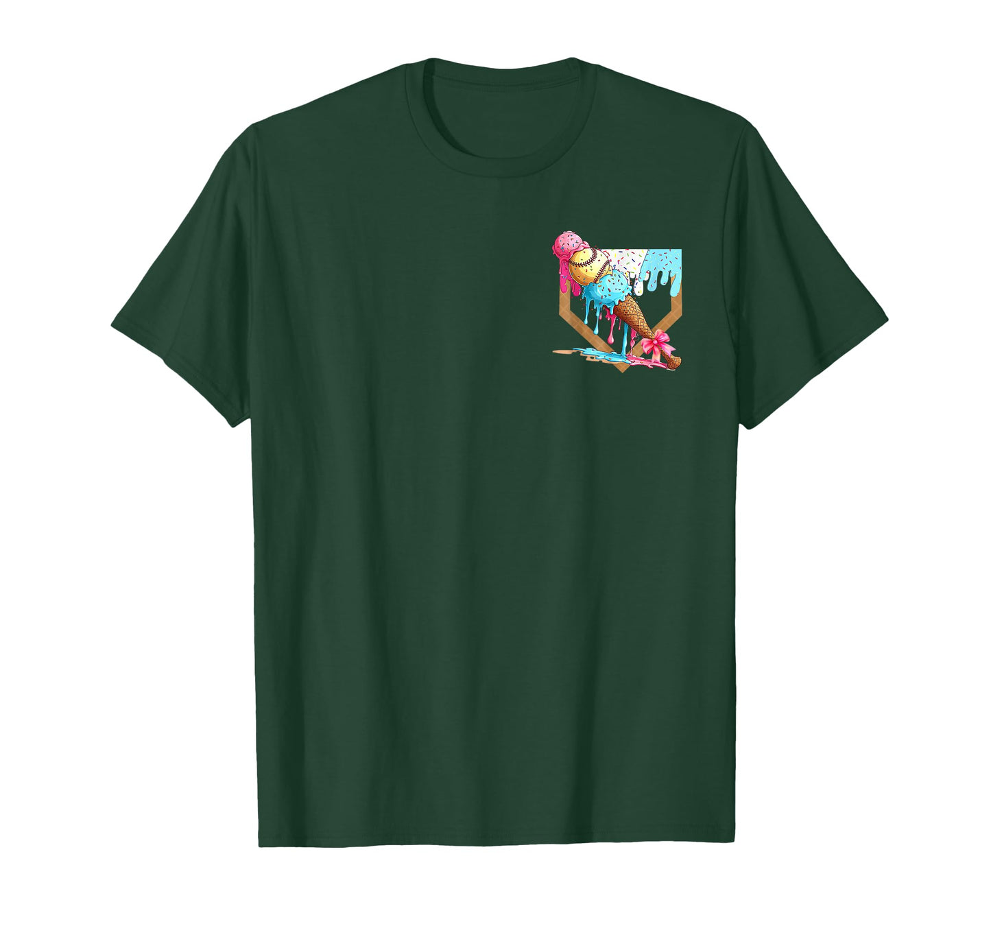 Baseball Drip Girl Baseball Ice Cream Drip Home Logo Pocket T-Shirt