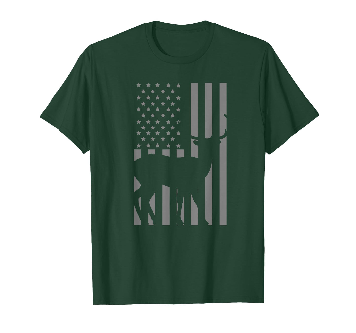 Deer American Flag Grey Retro Hunting Avocation Hunter Gift T-Shirt