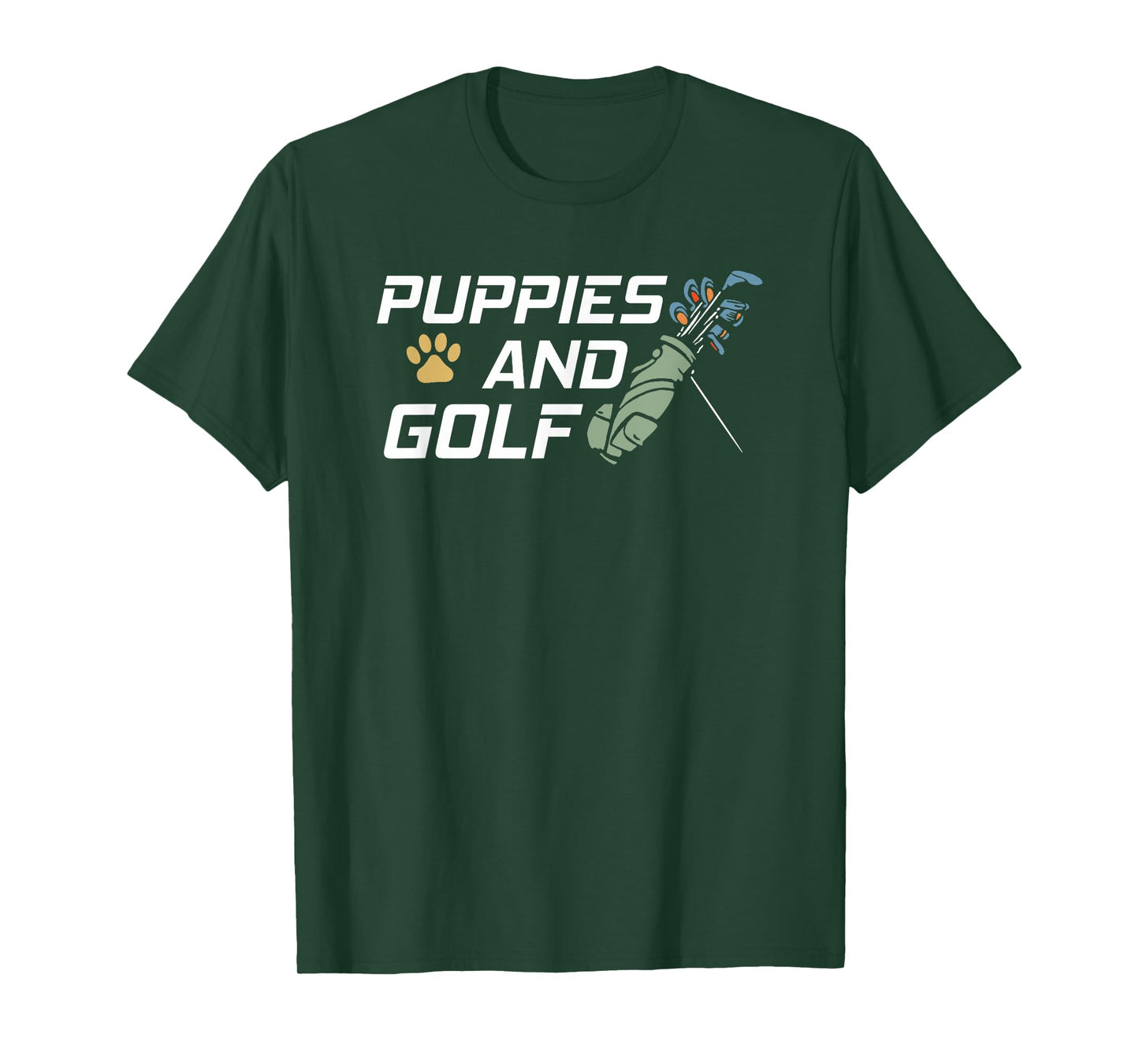Puppies And Golf Dog Paw Print Funny Golfing T-Shirt