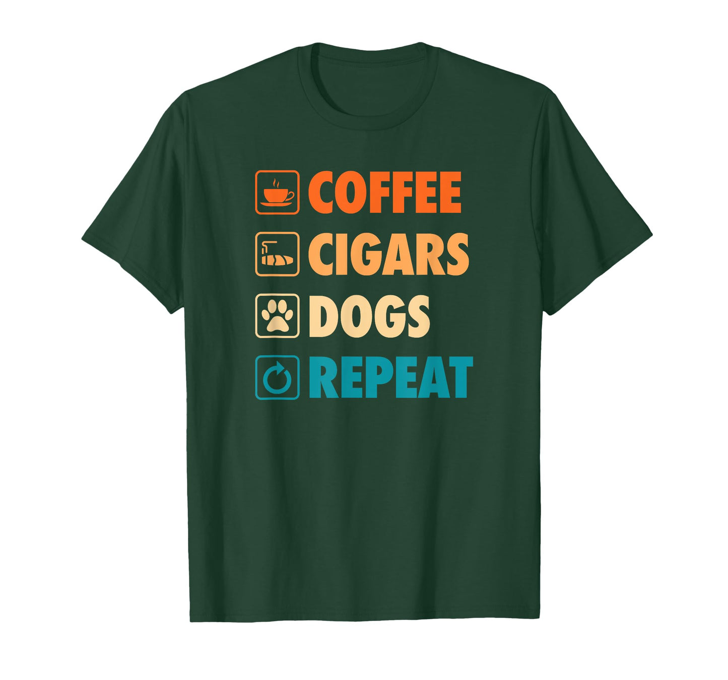 Coffee Cigars Dogs Repeat Life Simple Basic Icons T-Shirt
