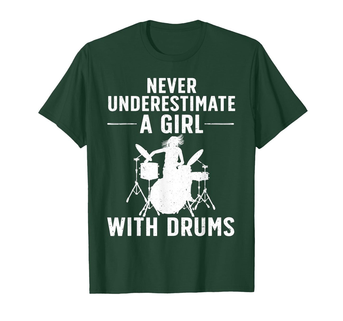 Funny Drummer Design For Women Girls Kids Drums Player Lover T-Shirt