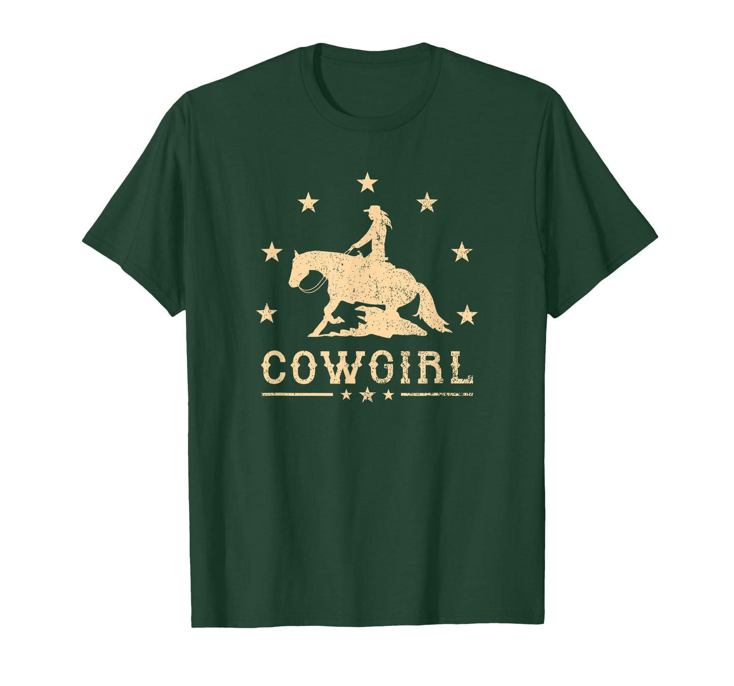 Western Rider Reining Quarter Horse Sliding Stop Cowgirl T-Shirt