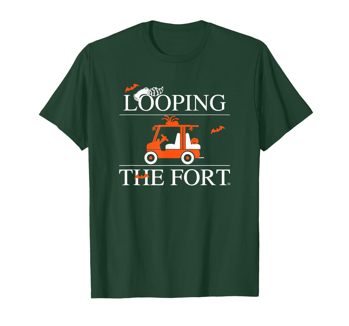 Looping Golf Cart Parade Halloween Decor Bat T-Shirt