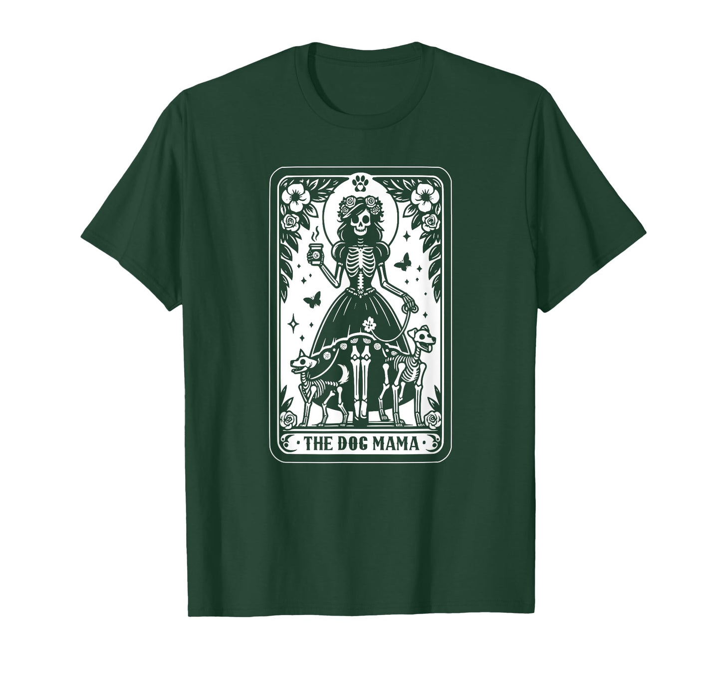 The Dog Mama Tarot Card, Skeleton Dog Lover Halloween Men Women T-Shirt