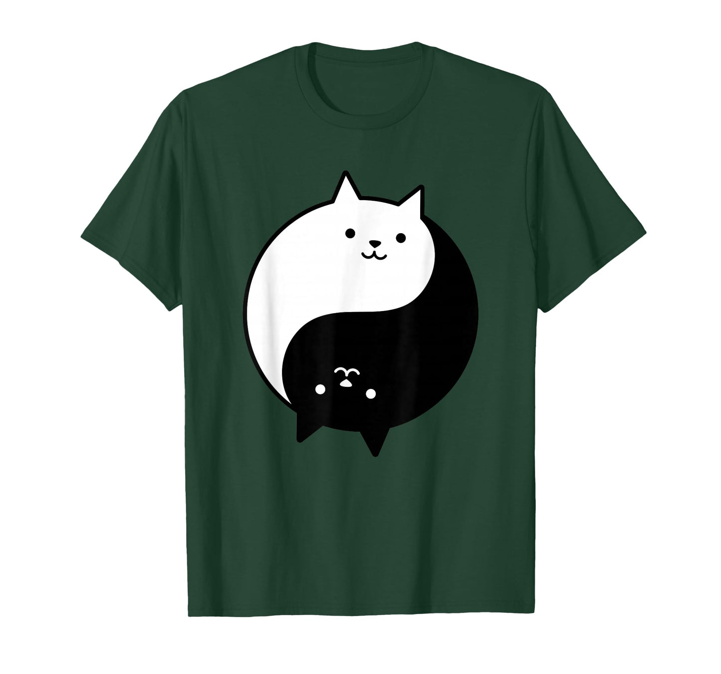 Cute Cats Yin Yang Yoga Zen Kitty Black and White Cat T-Shirt