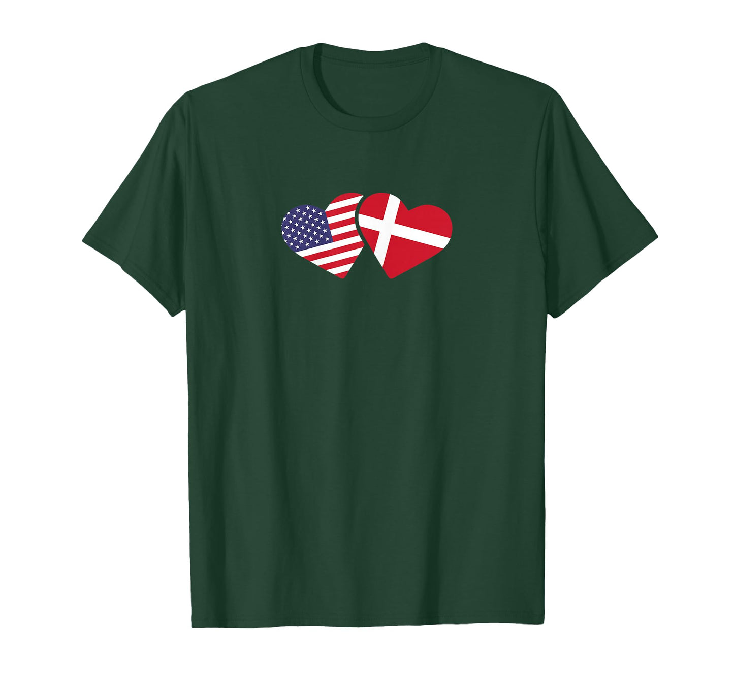 Denmark USA Flag T Shirt Heart Danish American Love T-Shirt