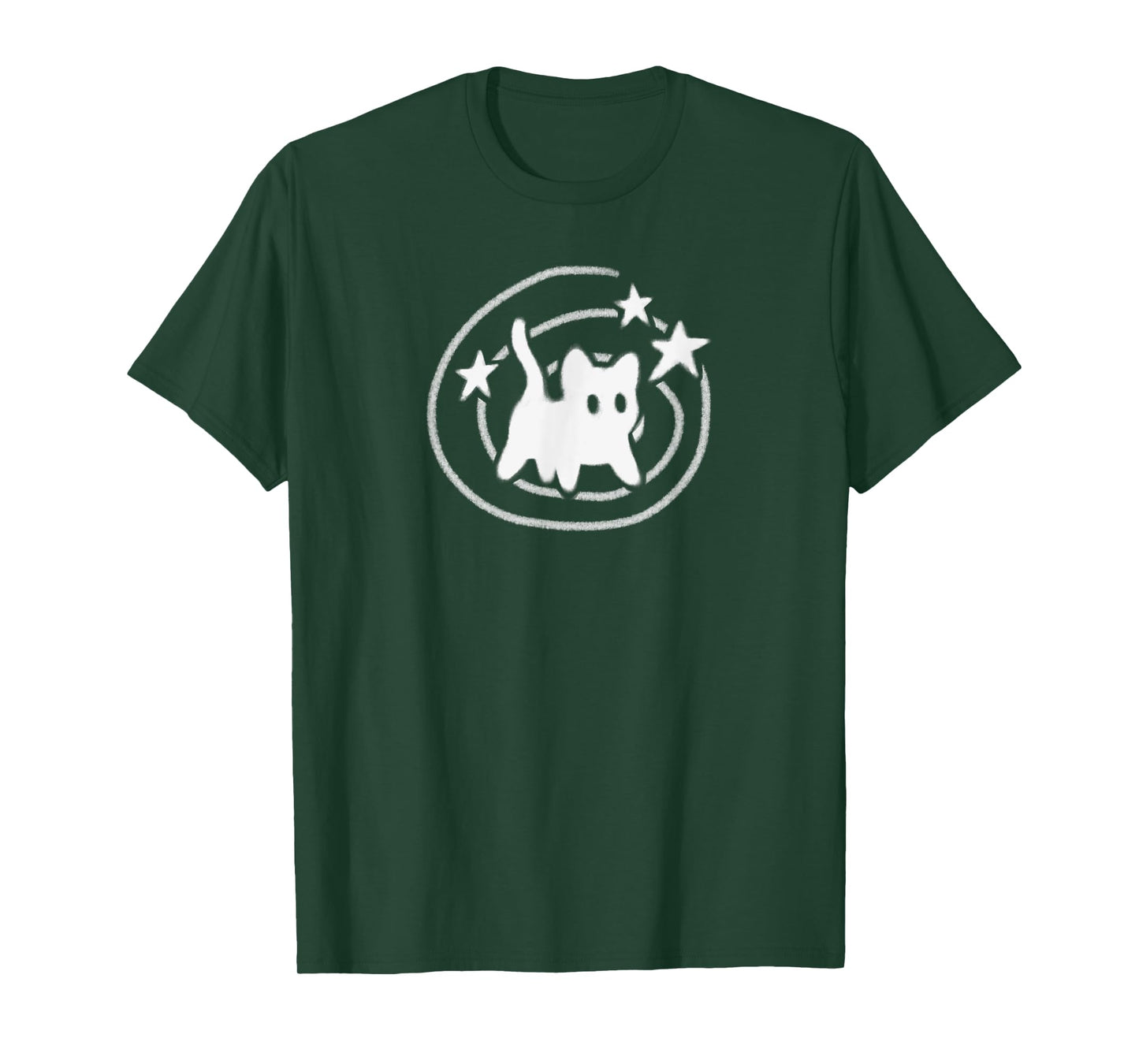 Y2K 90s Scary Tomcat Cat is Scared under Starry Tail T-Shirt