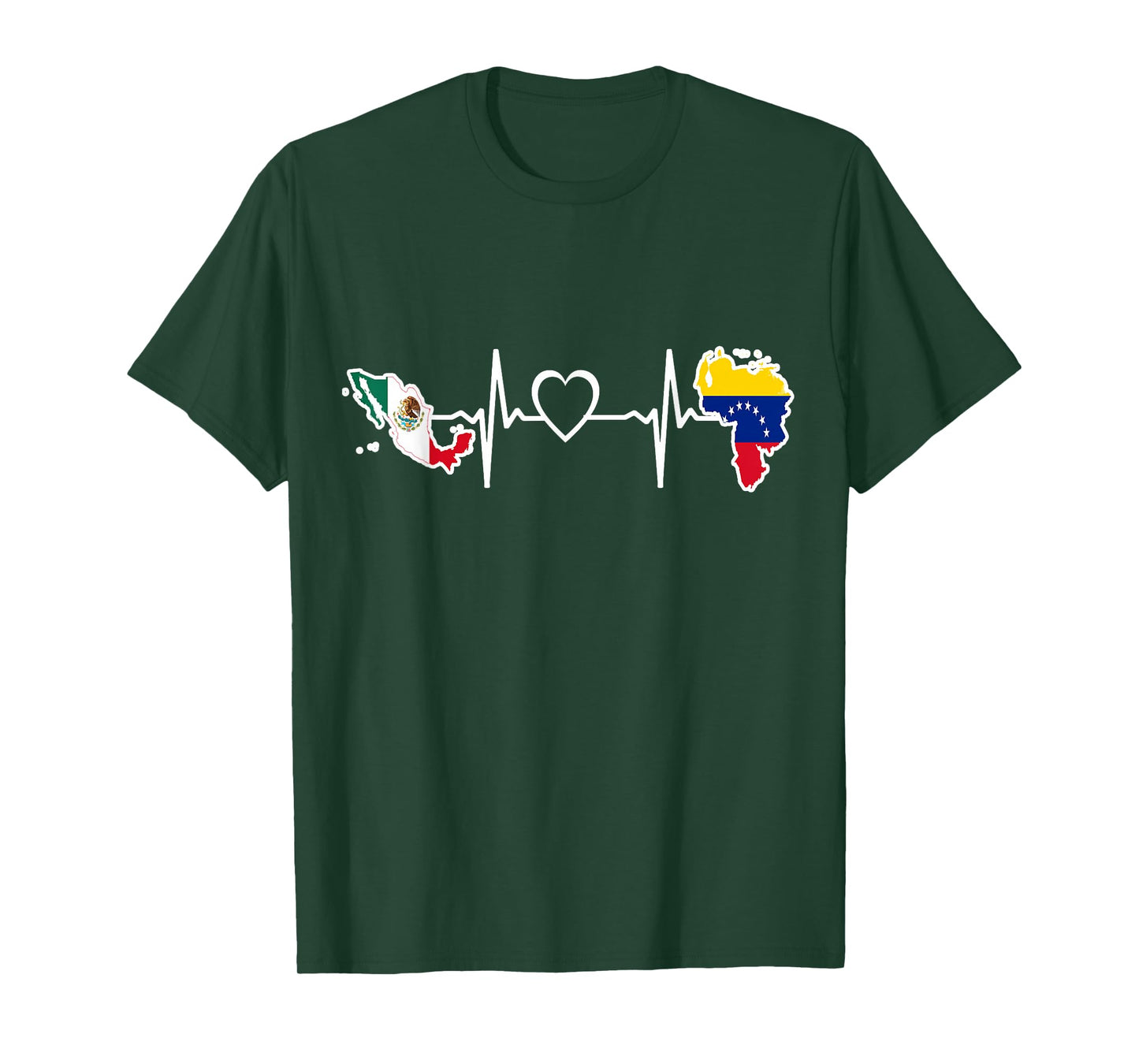 Mexico Venezuela Flag - Mexican Venezuelan HeartBeat T-Shirt