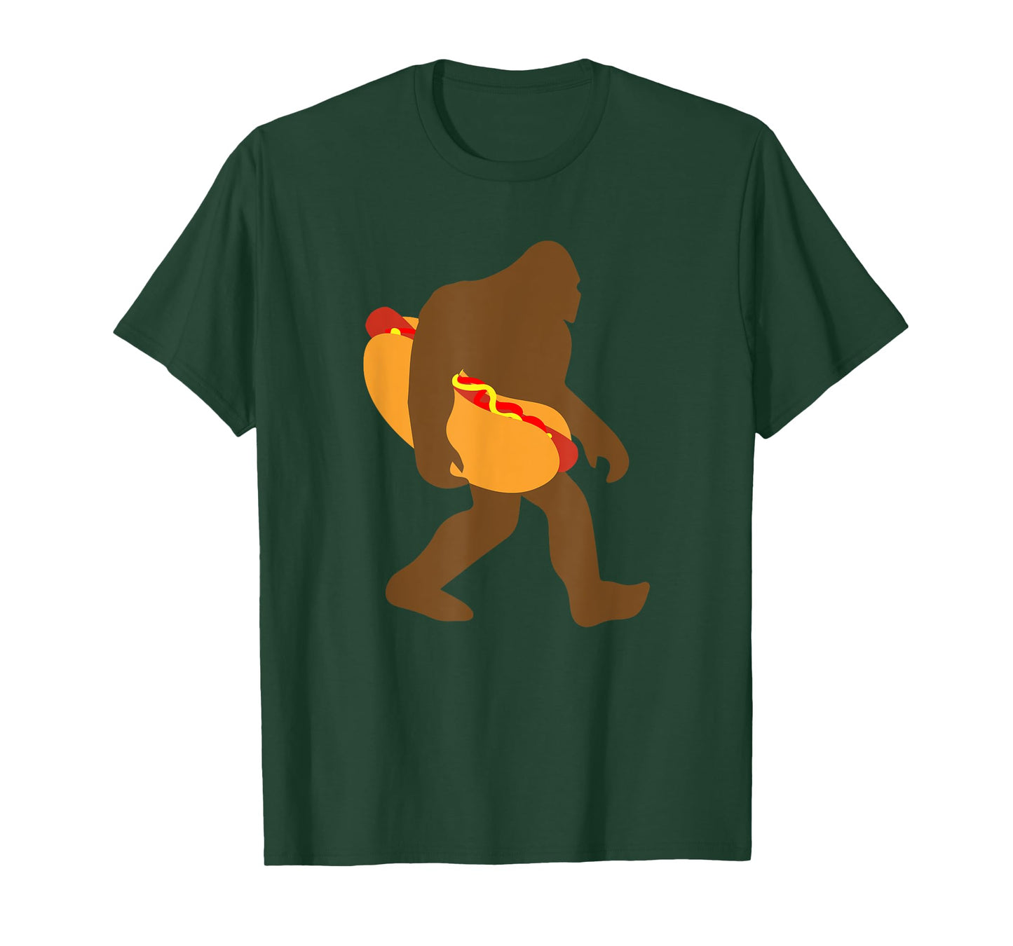 Funny Sasquatch Bigfoot Carrying Hotdog T-Shirt for Men Women