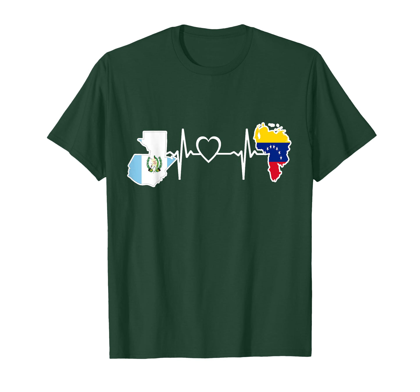 Guatemala Venezuela Flag Guatemalan Venezuelan Heartbeat T-Shirt