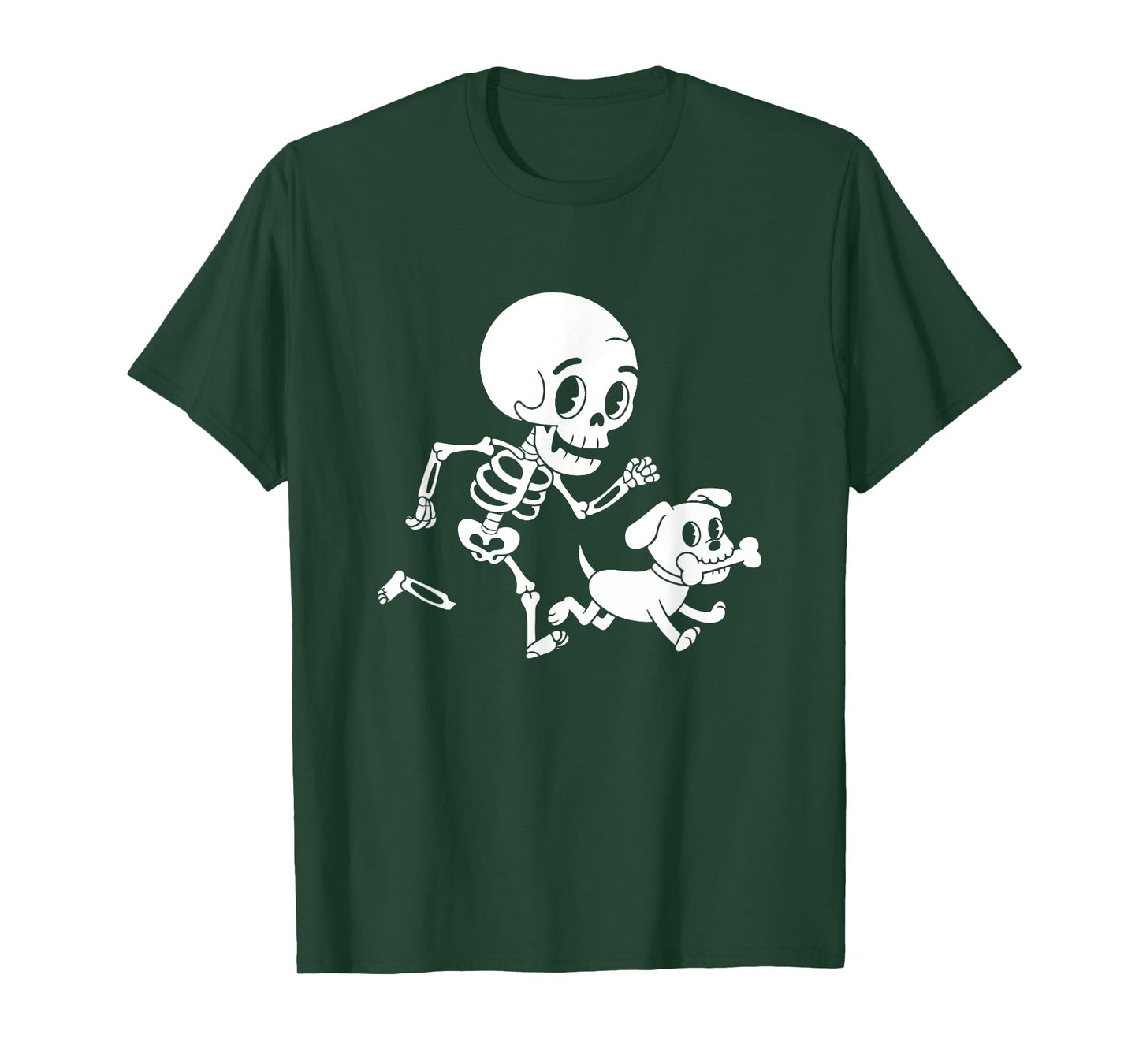 Skeleton With Dog Halloween Funny Humor Joke Men Women Kids T-Shirt