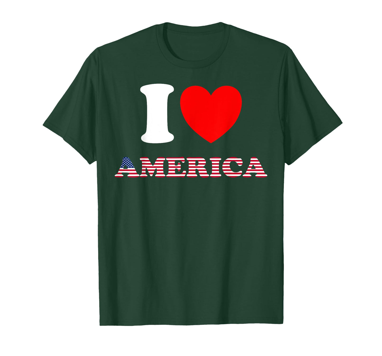 I Heart America, I Love America - Fun United States, US Flag T-Shirt