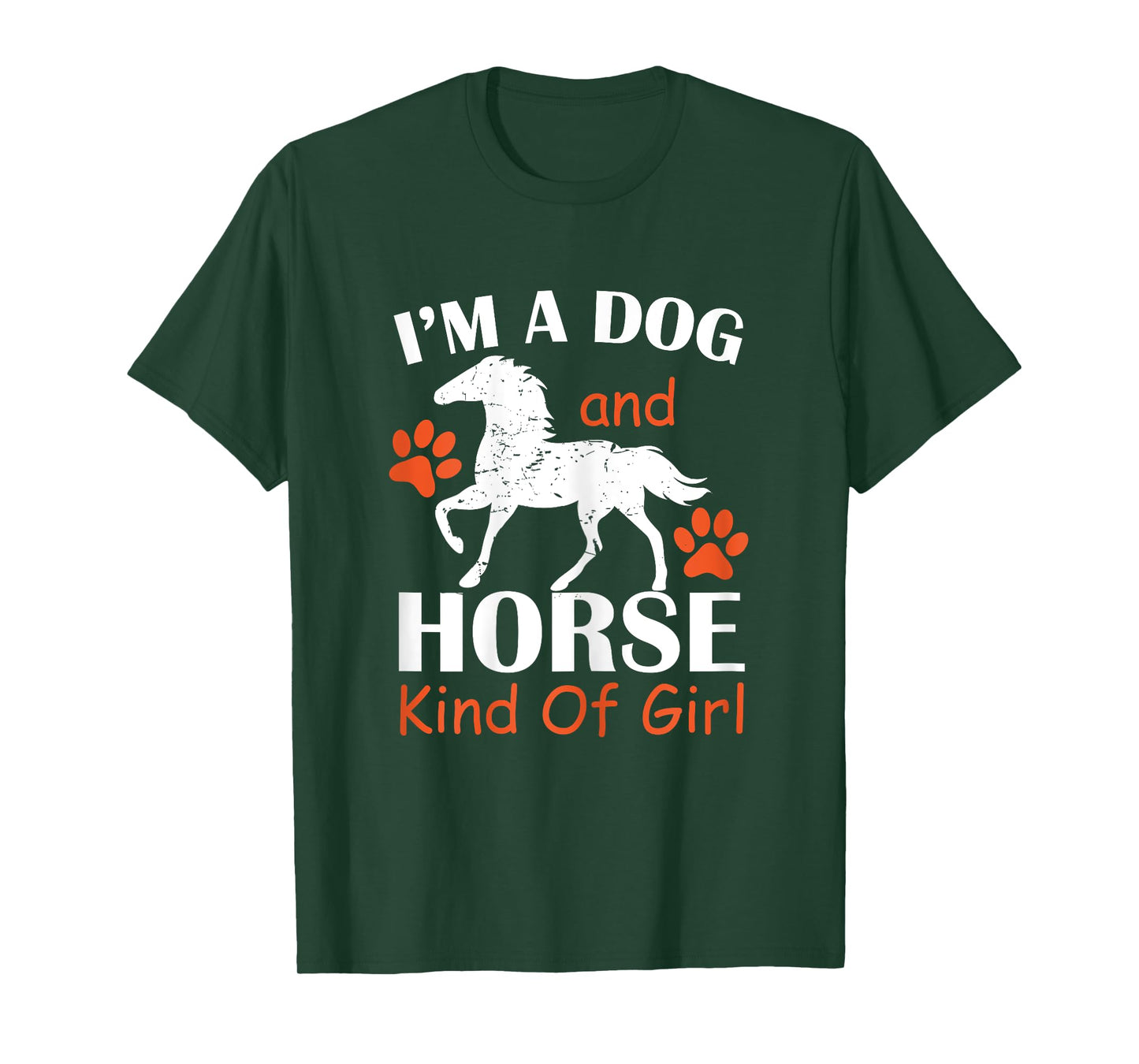 I'm A Dog And Horse Kind Of Girl Paw Print Horseshoe Gift T-Shirt