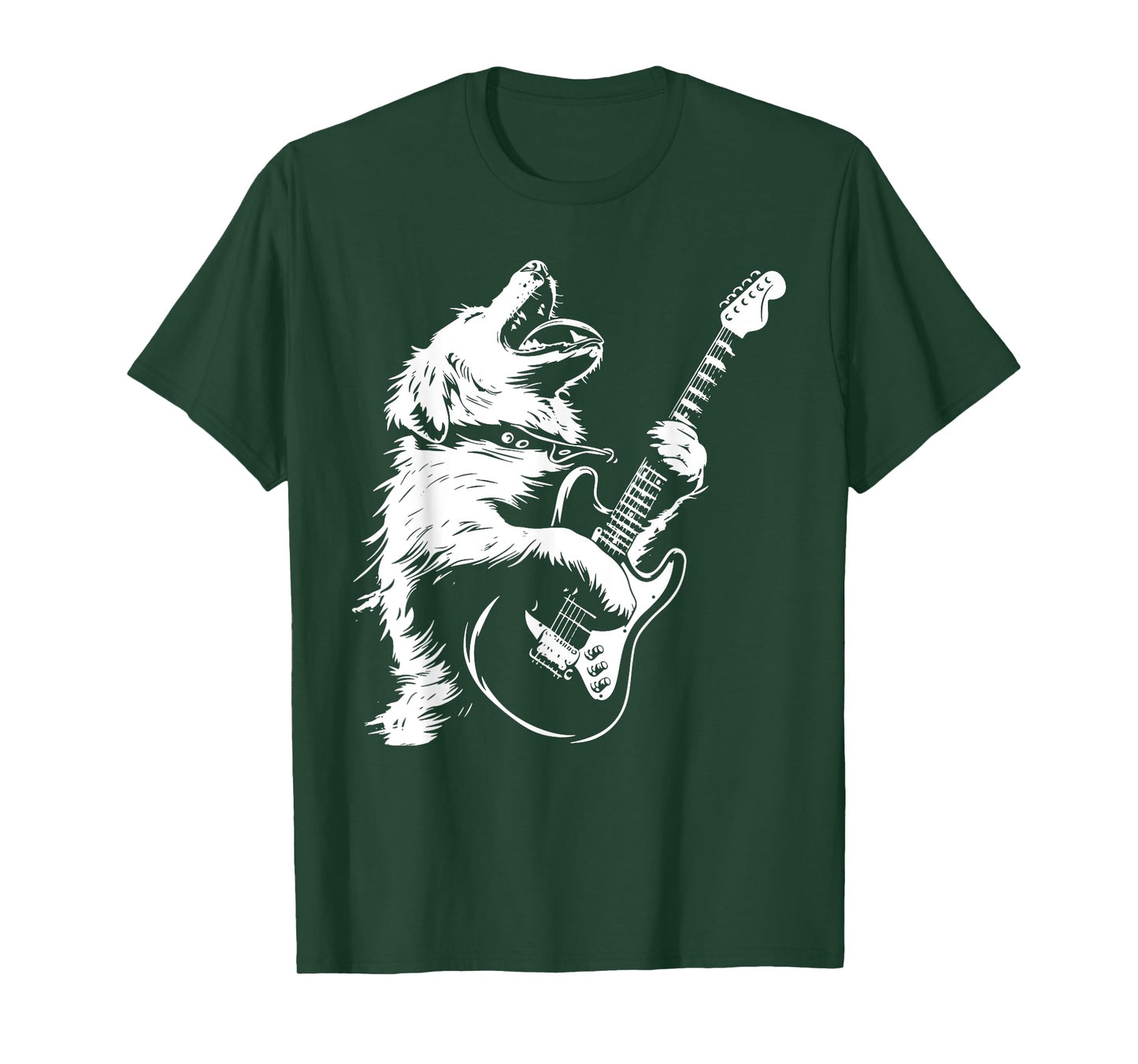 Dog Guitarist Guitar - Great Pyrenees Dad Mom Men Women T-Shirt