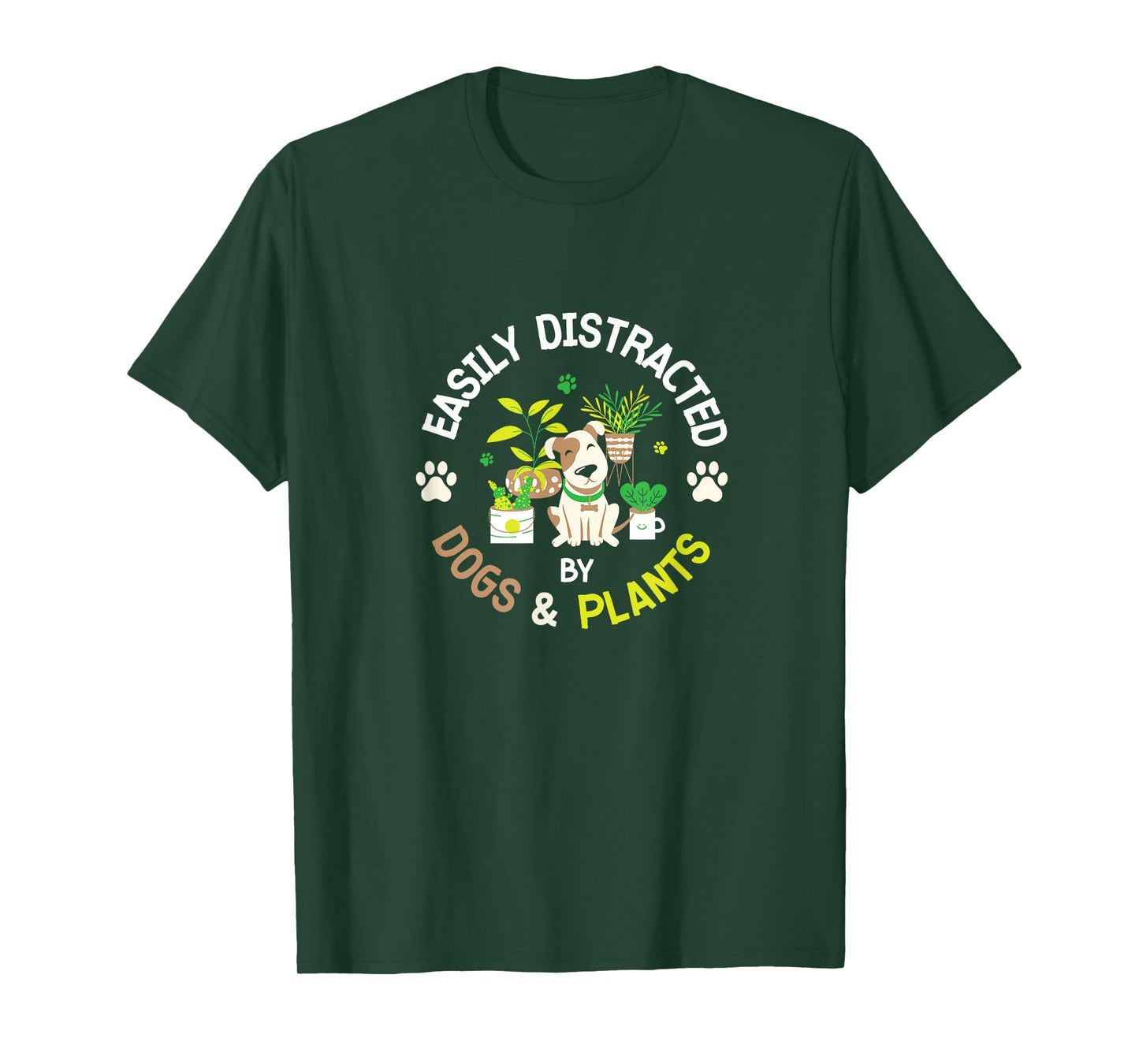 Easily Distracted By Dogs And Plants Gardening Dog Animals Men Women Girls Kids T-Shirt