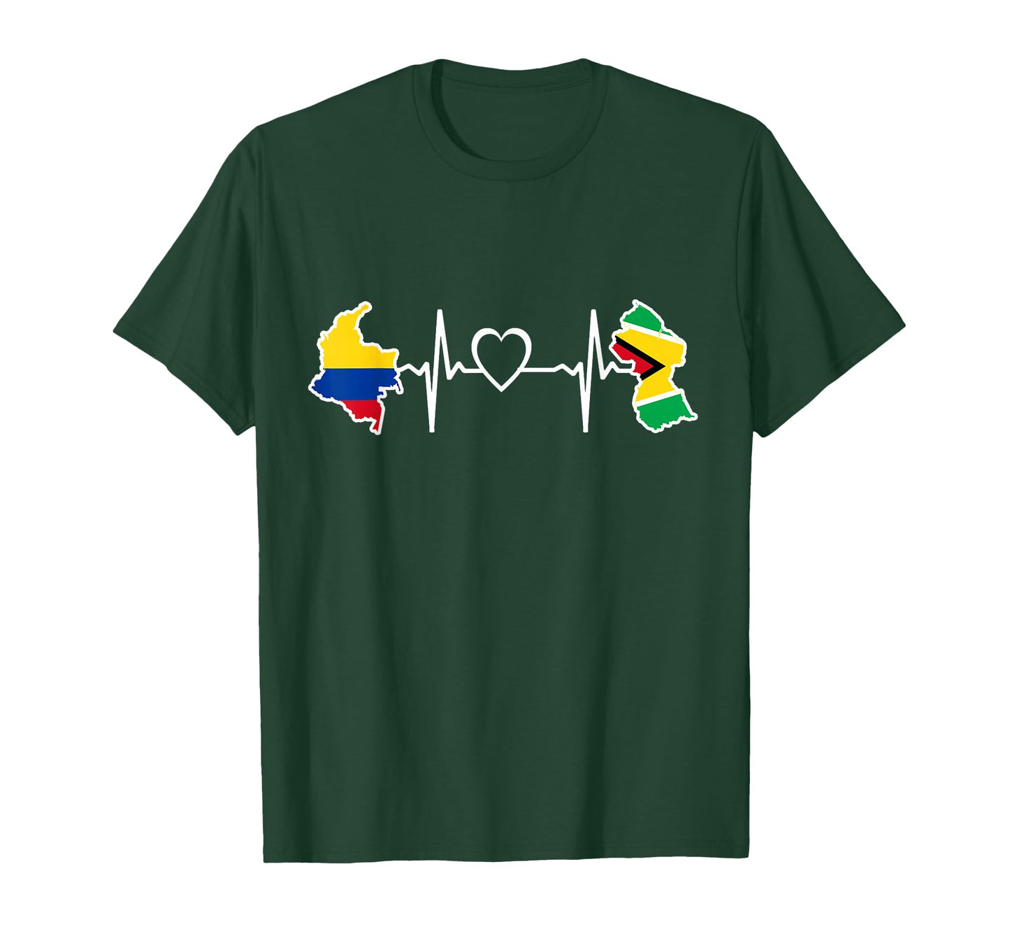 Guyana Colombia Flag Guyanese Colombian Heartbeat T-Shirt
