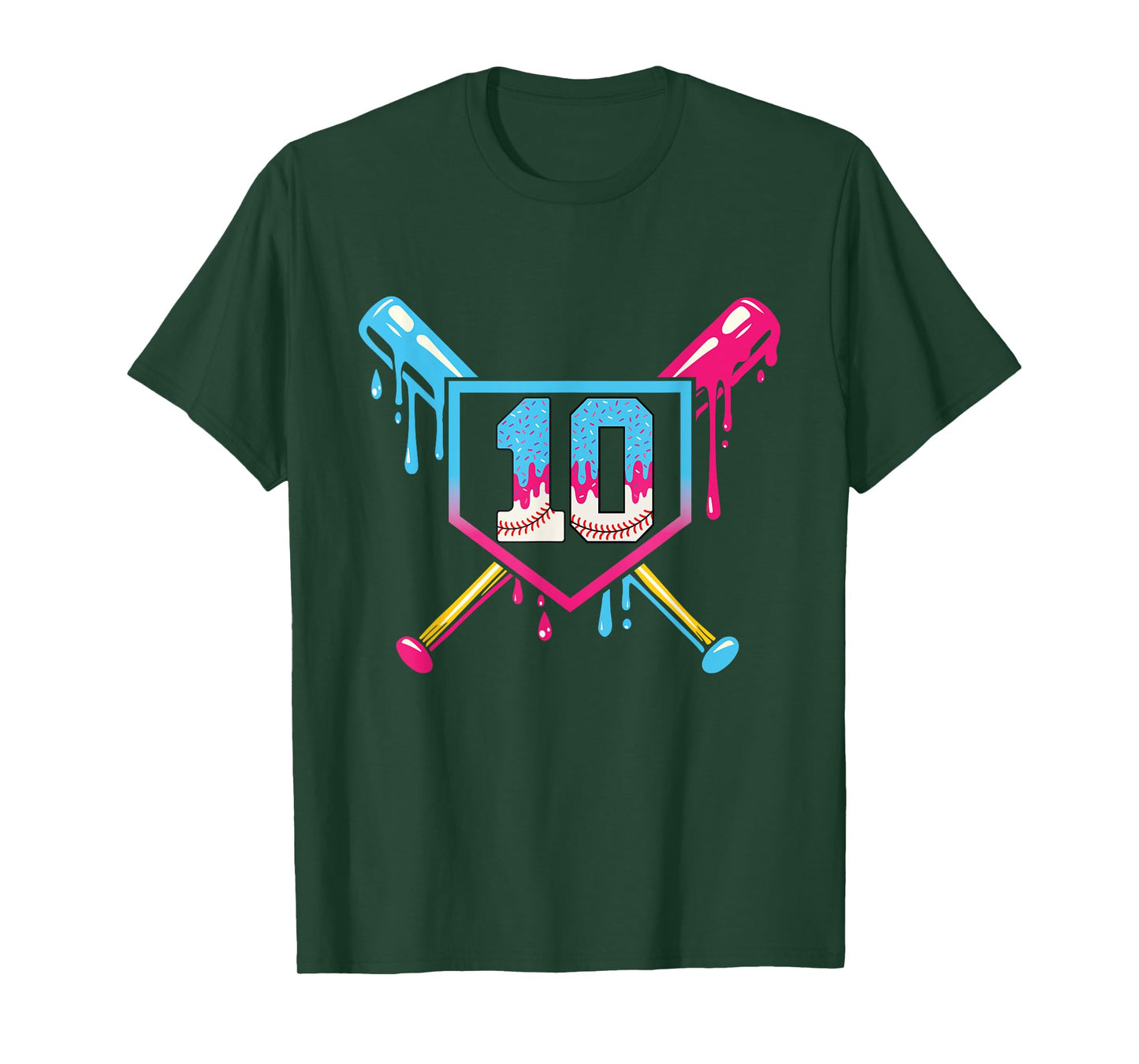 Baseball 10 Year Old Ice Cream 10th Birthday Boy Number 10 T-Shirt