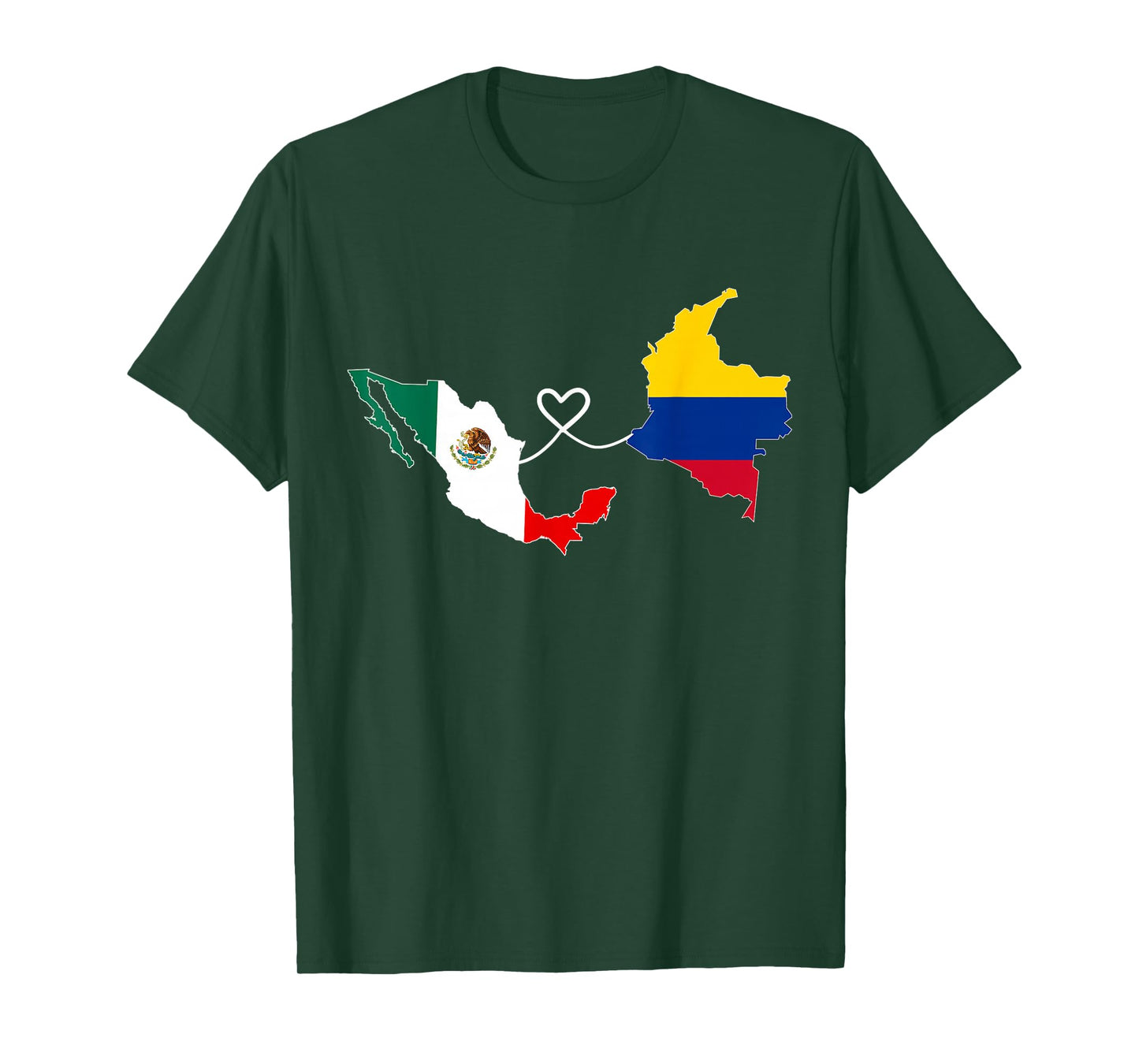 Half Colombian Half Mexican Flag Map DNA Mexico Colombia T-Shirt
