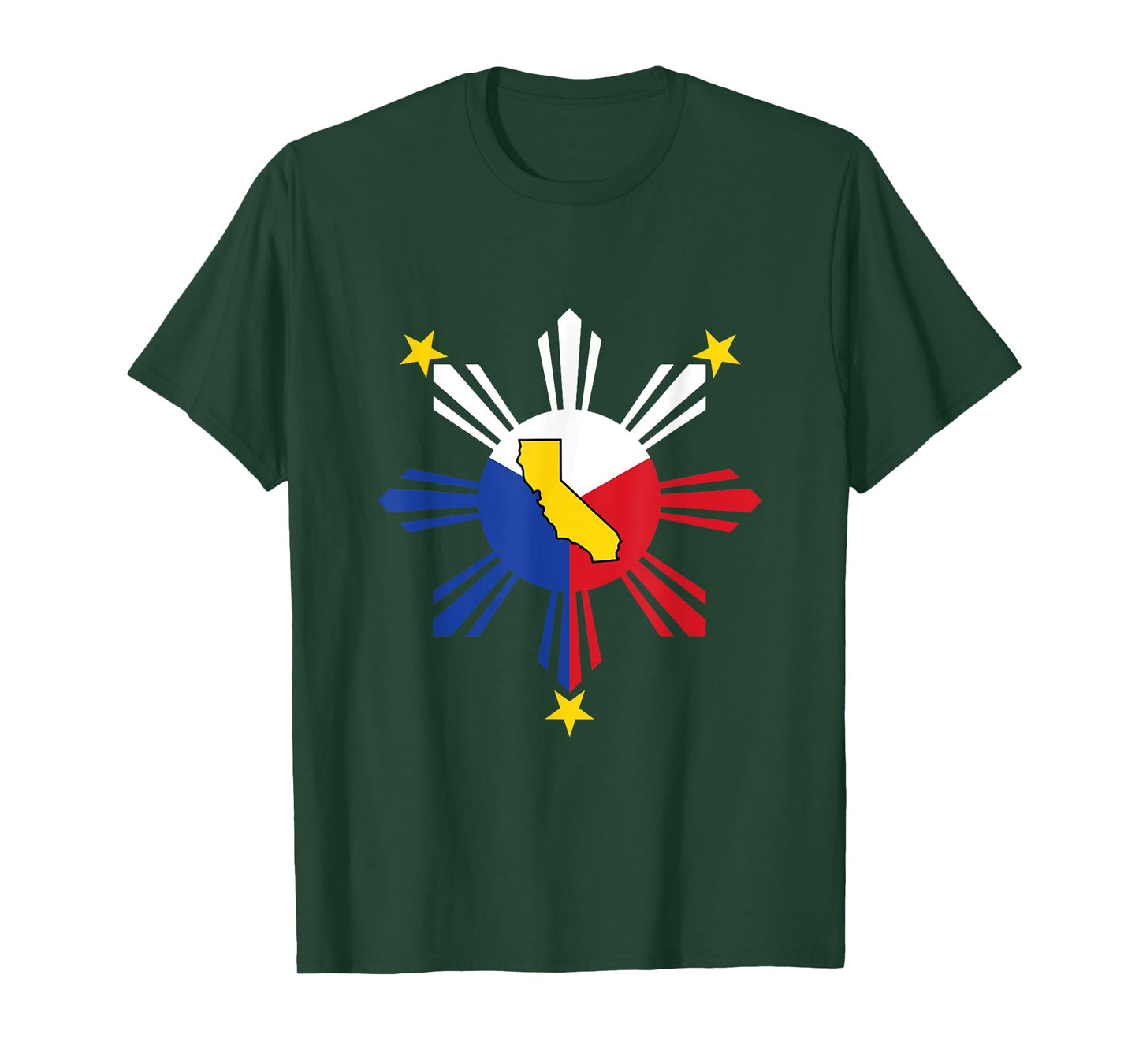 California Map in Philippines Sun Filipino Roots Californian T-Shirt