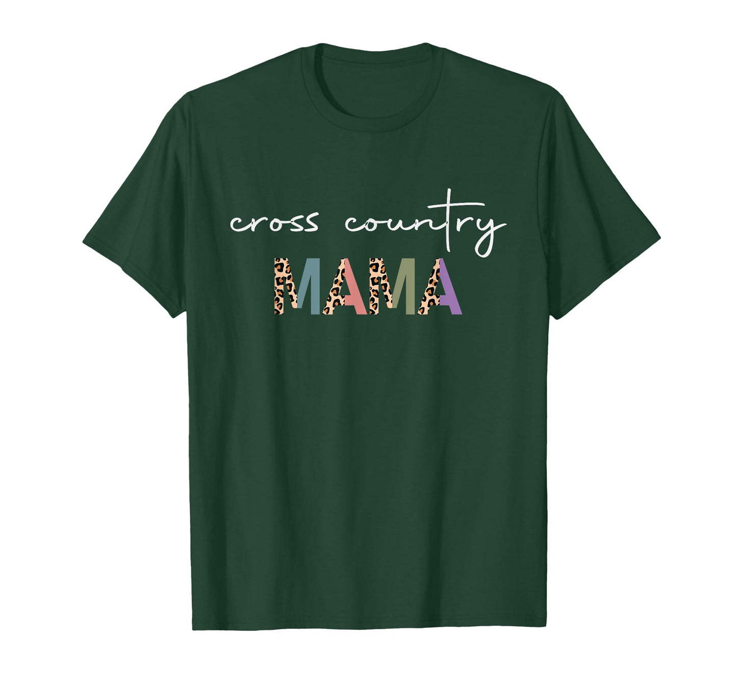 Cross Country Mama Women Gift - Funny Runner Mom Leopard T-Shirt
