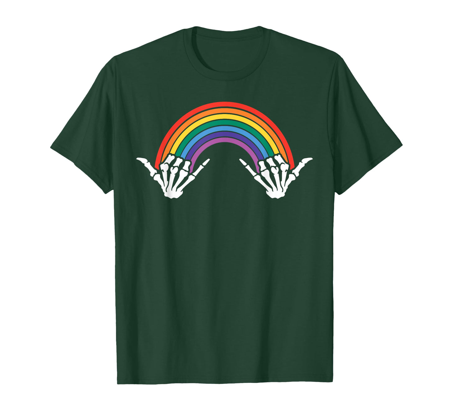 Gothic Rainbow Pride Skeleton Hands Art Colorful Bones LGBTQ T-Shirt