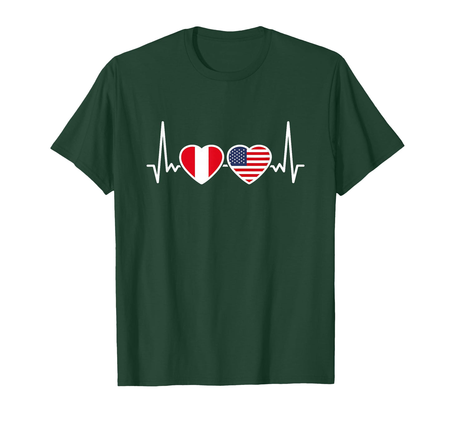 Peru USA Heartbeat Flag American Peruvian T-Shirt