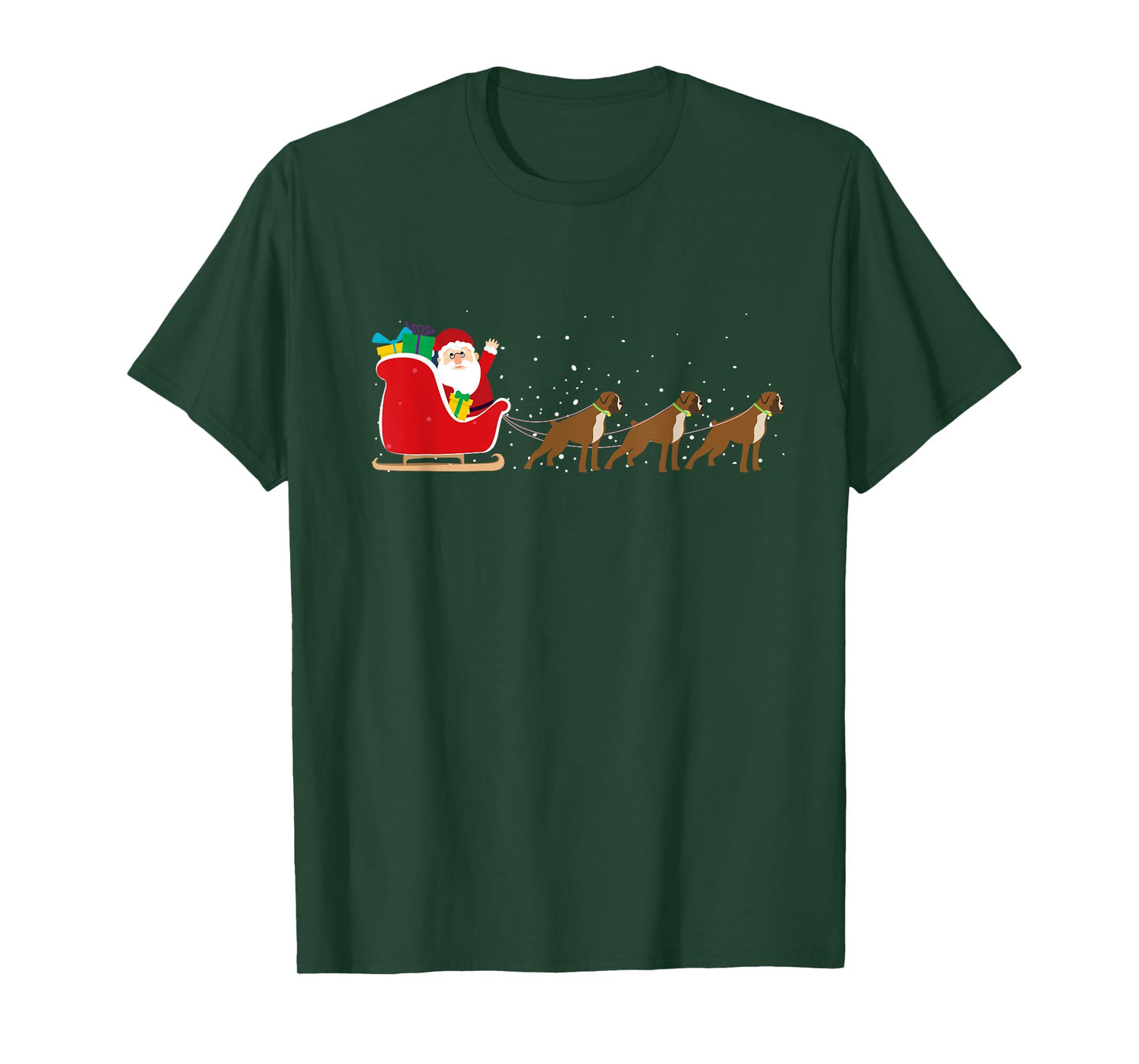 Boxer Santa Christmas Sleigh - Funny Boxer Dog Xmas T-Shirt