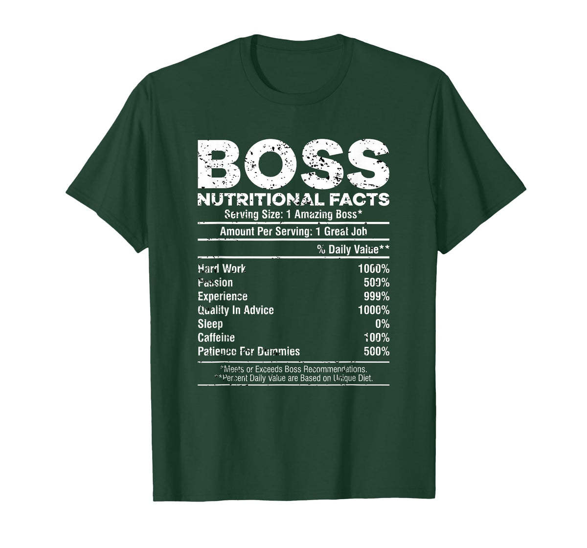 Funny Manager Boss Appreciation Nutritional Facts Distressed T-Shirt