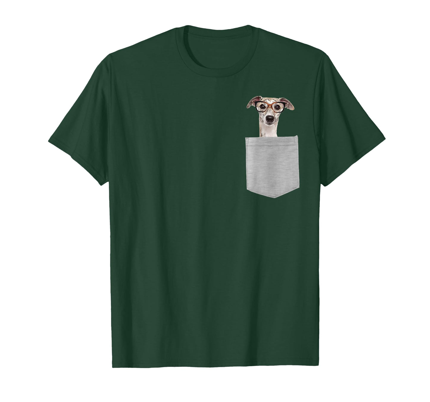 Dog in Your Pocket Greyhound with Glasses on T-Shirt for Men Women Girls Kids