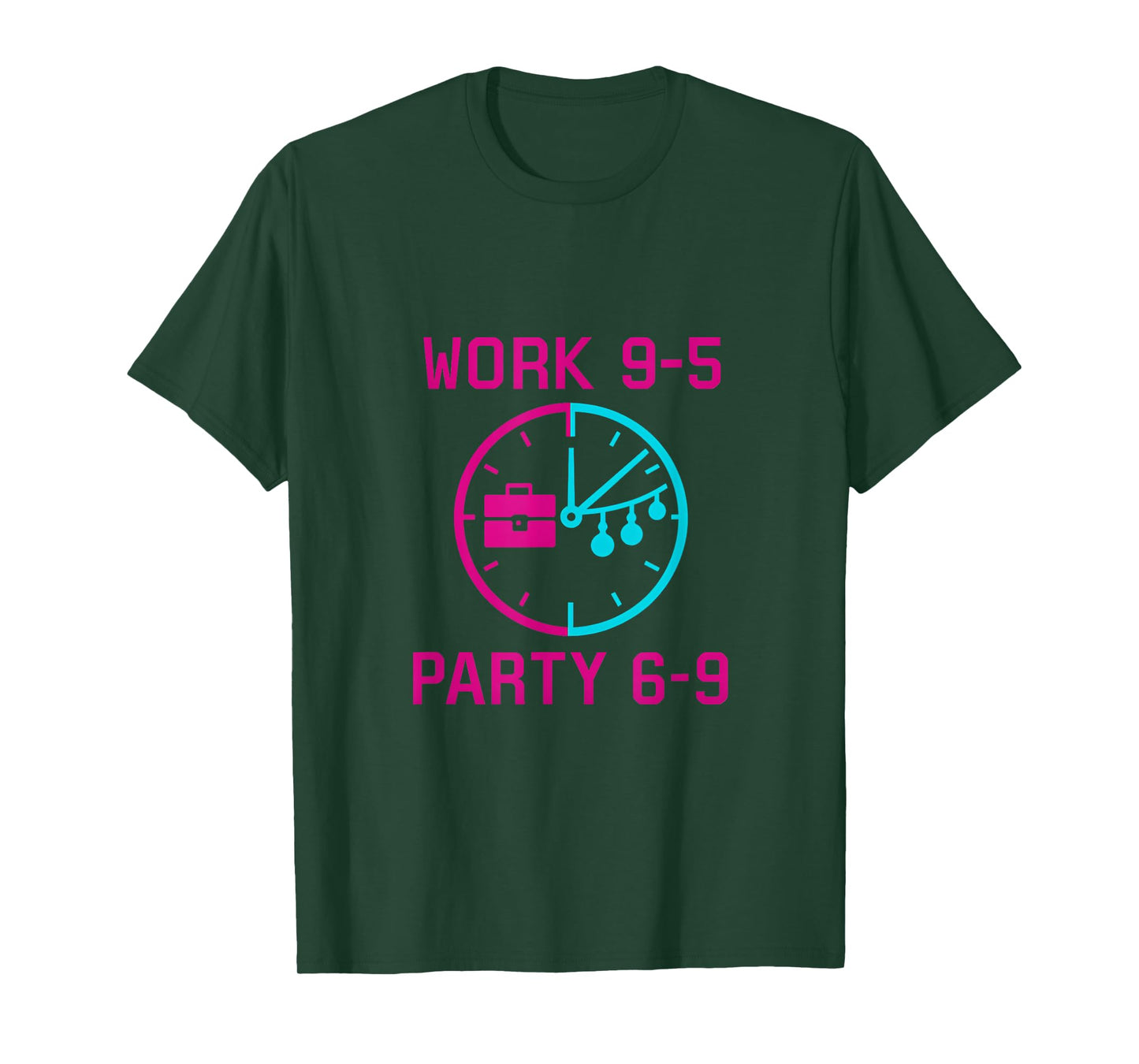 Work 9-5 Party 6-9 Clock Balance Graphic T-Shirt
