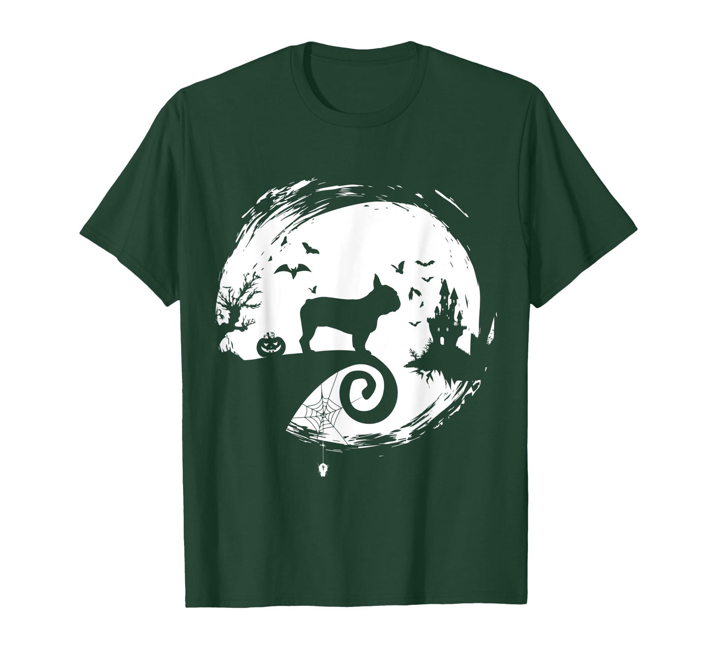 French Bulldog Halloween Costume Moon Silhouette Creepy Men Women Kids T-Shirt