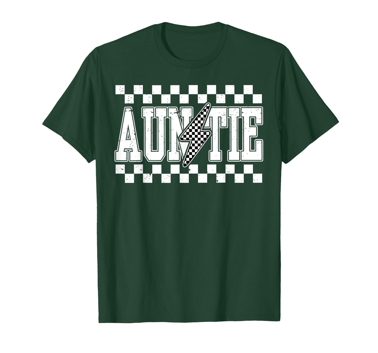 Retro Lightning Auntie Checkered Funny Auntie For Women Men T-Shirt