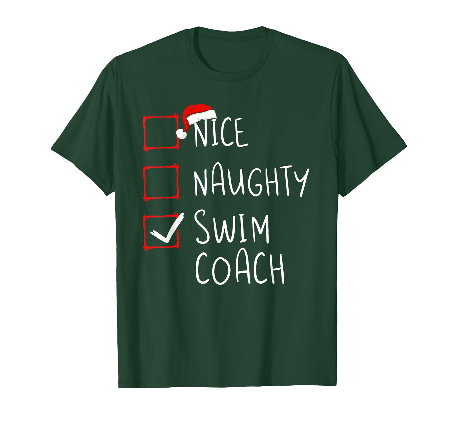 Nice Naughty Swim Coach Christmas List Xmas Santa Claus T-Shirt