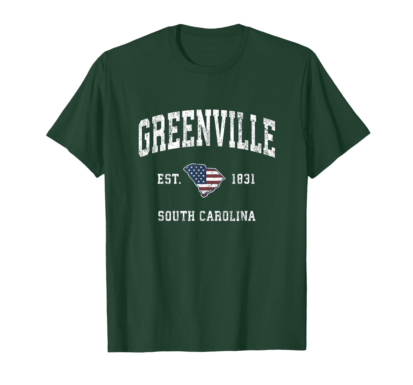 Greenville South Carolina SC Vintage American Flag Design Women Kids Men T-Shirt