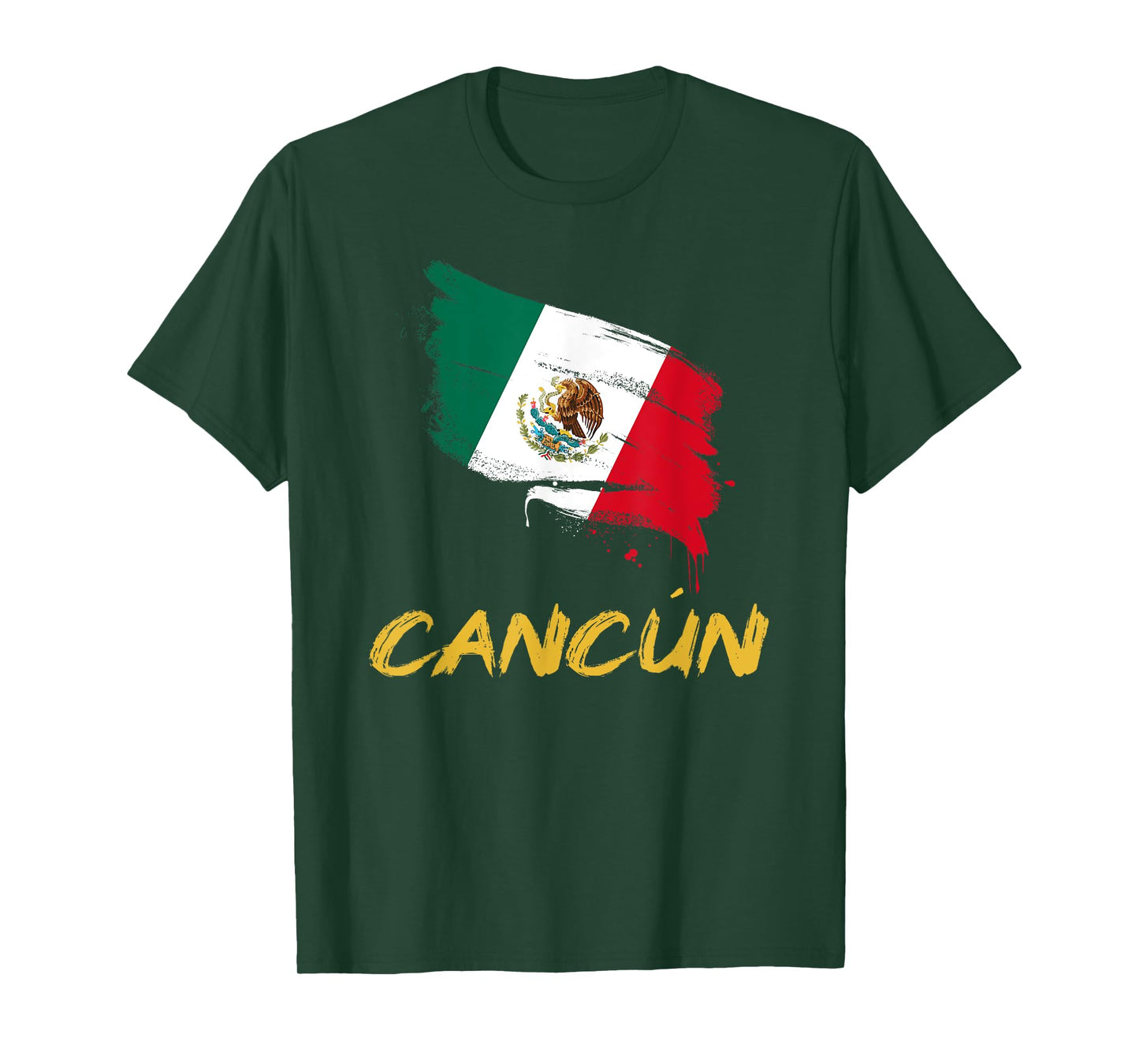 Cancun Mexico MX Mexican Heritage Flag Paint Stroke T-Shirt