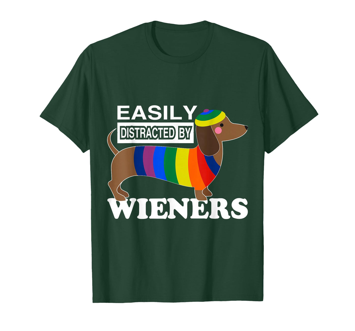 Rainbow LGBT Love Wieners Dogs Love Funny Gay Man Pride Fun T-Shirt