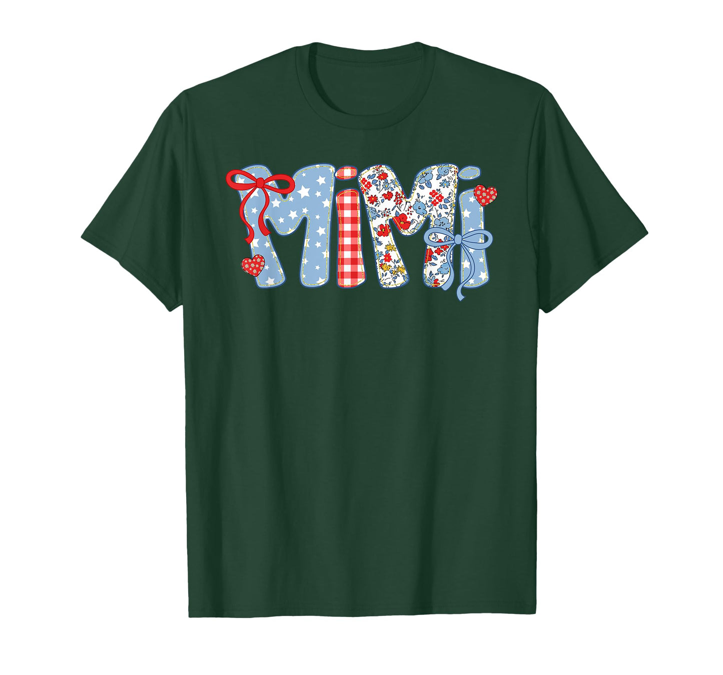 Cute American Mimi 4th of July Coquette Bow Red White & Blue T-Shirt