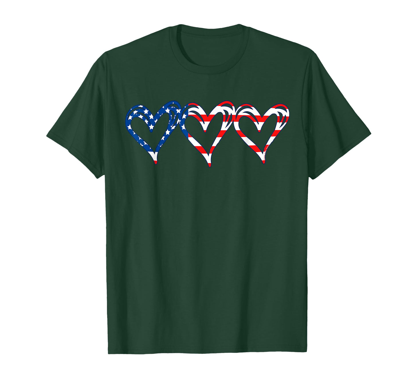 USA Flag Patriotic American Hearts Armed Forces 4th of July T-Shirt